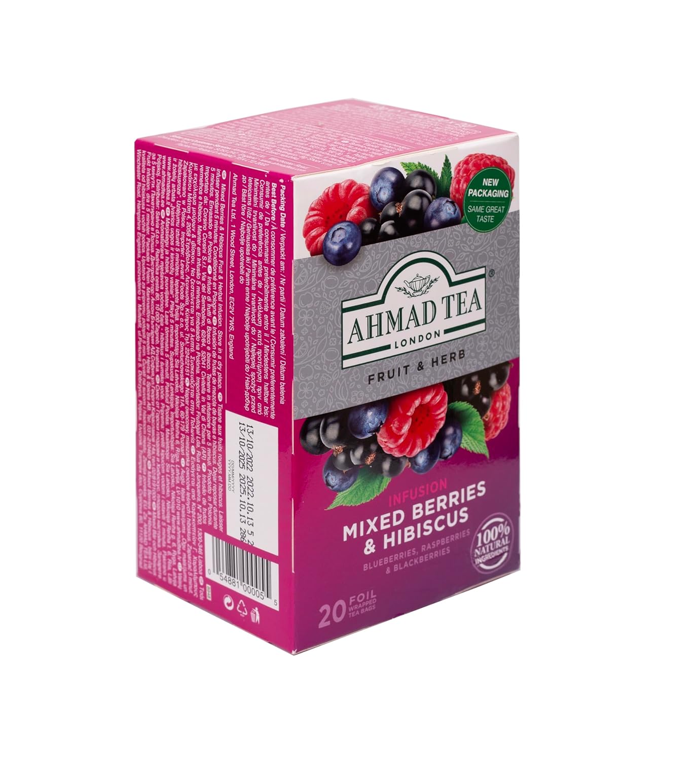 Ahmad Tea Herbal Tea Mixed Berries & Hibiscus Teabags 20 Teabags Pack of 1 - Image 5