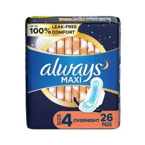 Always Maxi Pads Size 4 W/ Wings 26pk