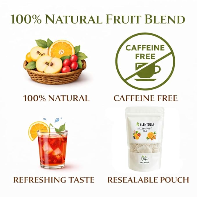Blentolia Mixed Fruit Tea 100% Natural Herbal Fruit Blend 30 Tea Bags - Image 7