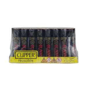 Raw Clipper Lighter Black Reusable 48ct