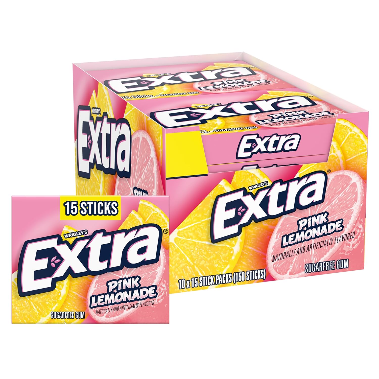 EXTRA Pink Lemonade Chewing Gum 10 count 15 sticks - Image 2