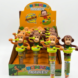 Drumming Monkey Fruit Candy Toy 12ct Tray