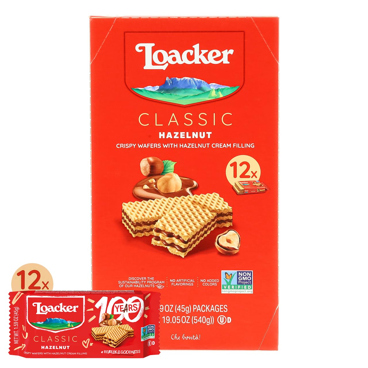 Loacker Classic Hazelnut Wafers 1.59oz 12ct Tray - Image 2