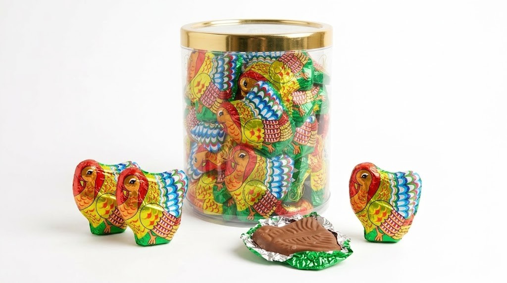 Madelaine Milk Solid Chocolate Mini Turkey Tub 40ct - Image 2