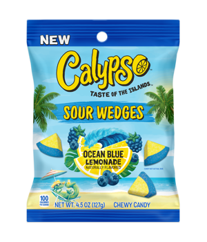 Calypso Sour Wedges Peg Ocean Blue Lemonade Gummy 4.5 oz 12ct