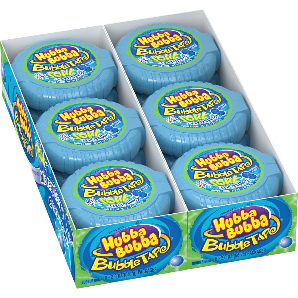 Hubba Bubba Bubble Tape Gum Sour Blue Raspberry oz 12 Count - Image 2