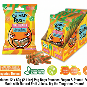 Gummy Rush Mini Sour Belt Bites Tangerine Dream 2.11oz 12ct Tray