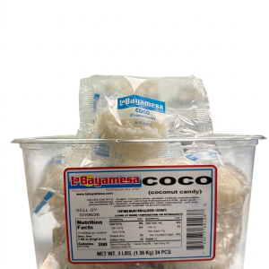 LaBayamesa Coco WHITE Coconut Candy Macaroons 1.8oz 24ct Tub