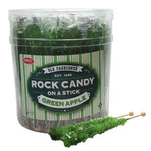Espeez Green Apple Rock Candy On a Stick Jar 36 ct 6.5 “